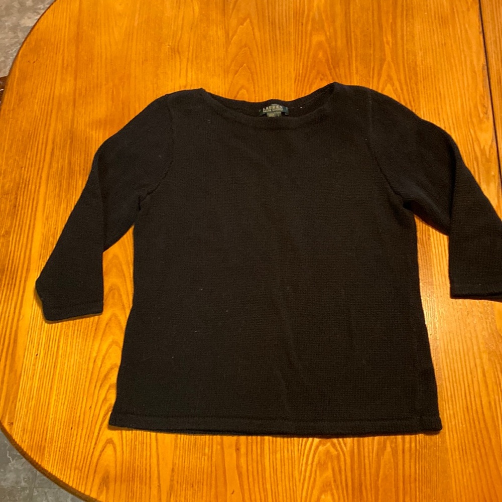 Ralph Lauren black knit 3/4 sleeve sweater size L